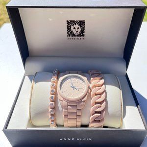 Anne Klein Pink Watch Set